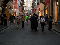 View of Piazza di Spagna with tourists on an autumn day in Rome, Italy, on October 28, 2024. (