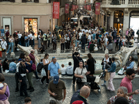 View of Piazza di Spagna with tourists on an autumn day in Rome, Italy, on October 28, 2024. (