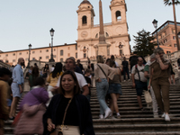 View of Piazza di Spagna with tourists on an autumn day in Rome, Italy, on October 28, 2024. (