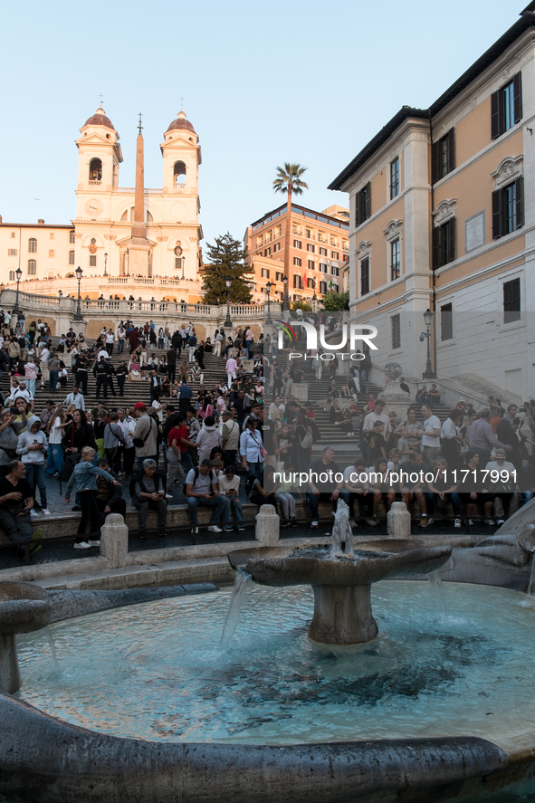 View of Piazza di Spagna with tourists on an autumn day in Rome, Italy, on October 28, 2024. 