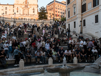 View of Piazza di Spagna with tourists on an autumn day in Rome, Italy, on October 28, 2024. (