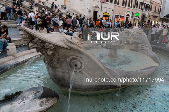 View of Piazza di Spagna with tourists on an autumn day in Rome, Italy, on October 28, 2024. 