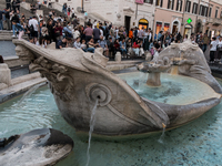 View of Piazza di Spagna with tourists on an autumn day in Rome, Italy, on October 28, 2024. (