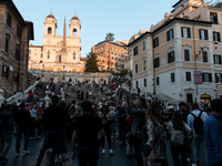 View of Piazza di Spagna with tourists on an autumn day in Rome, Italy, on October 28, 2024. (