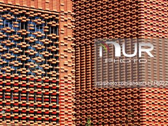 The exterior walls of several buildings on the south bank of Tangdao Bay in the West Coast New District of Qingdao, China, on October 28, 20...