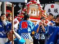 The scene of the ''Ueno Tenjin Festival'' takes place in Ueno Higashimachi, Iga City, Mie Prefecture, Japan, on October 20, 2024. Local peop...