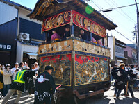 The scene of the ''Ueno Tenjin Festival'' takes place in Ueno Higashimachi, Iga City, Mie Prefecture, Japan, on October 20, 2024. Local peop...