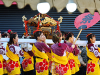 The scene of the ''Ueno Tenjin Festival'' takes place in Ueno Higashimachi, Iga City, Mie Prefecture, Japan, on October 20, 2024. Local peop...