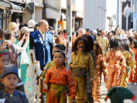 The scene of the ''Ueno Tenjin Festival'' takes place in Ueno Higashimachi, Iga City, Mie Prefecture, Japan, on October 20, 2024. Local peop...