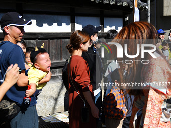 The scene of the ''Ueno Tenjin Festival'' takes place in Ueno Higashimachi, Iga City, Mie Prefecture, Japan, on October 20, 2024. Local peop...