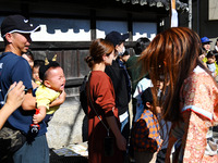 The scene of the ''Ueno Tenjin Festival'' takes place in Ueno Higashimachi, Iga City, Mie Prefecture, Japan, on October 20, 2024. Local peop...