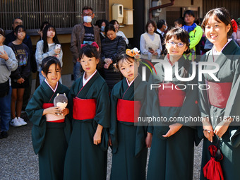 The scene of the ''Ueno Tenjin Festival'' takes place in Ueno Higashimachi, Iga City, Mie Prefecture, Japan, on October 20, 2024. Local peop...