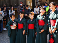 The scene of the ''Ueno Tenjin Festival'' takes place in Ueno Higashimachi, Iga City, Mie Prefecture, Japan, on October 20, 2024. Local peop...