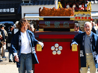 The scene of the ''Ueno Tenjin Festival'' takes place in Ueno Higashimachi, Iga City, Mie Prefecture, Japan, on October 20, 2024. Local peop...