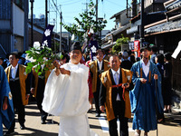 The scene of the ''Ueno Tenjin Festival'' takes place in Ueno Higashimachi, Iga City, Mie Prefecture, Japan, on October 20, 2024. Local peop...