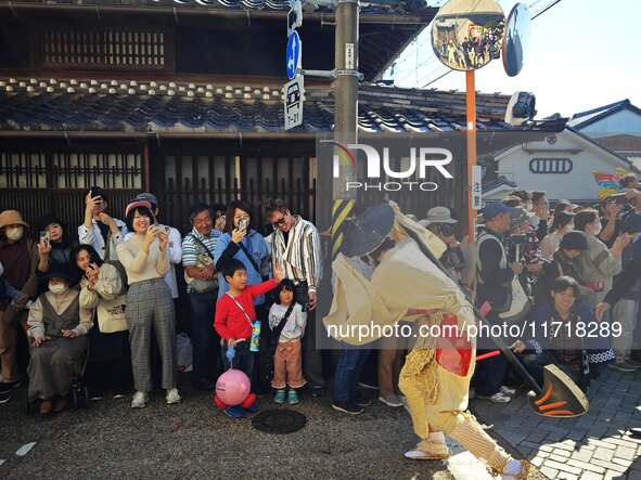 The scene of the ''Ueno Tenjin Festival'' takes place in Ueno Higashimachi, Iga City, Mie Prefecture, Japan, on October 20, 2024. Local peop...