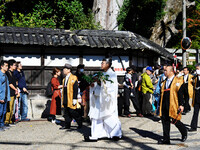 The scene of the ''Ueno Tenjin Festival'' takes place in Ueno Higashimachi, Iga City, Mie Prefecture, Japan, on October 20, 2024. Local peop...