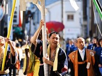 The scene of the ''Ueno Tenjin Festival'' takes place in Ueno Higashimachi, Iga City, Mie Prefecture, Japan, on October 20, 2024. Local peop...