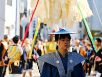 The scene of the ''Ueno Tenjin Festival'' takes place in Ueno Higashimachi, Iga City, Mie Prefecture, Japan, on October 20, 2024. Local peop...