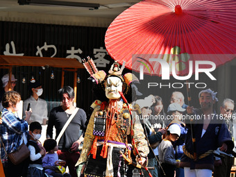 The scene of the ''Ueno Tenjin Festival'' takes place in Ueno Higashimachi, Iga City, Mie Prefecture, Japan, on October 20, 2024. Local peop...