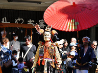 The scene of the ''Ueno Tenjin Festival'' takes place in Ueno Higashimachi, Iga City, Mie Prefecture, Japan, on October 20, 2024. Local peop...