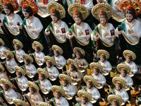 Images of Saint St. Jude Thaddeus are seen outside the Church of San Hipolito during the Saint St. Jude Thaddeus celebration day in Mexico C...