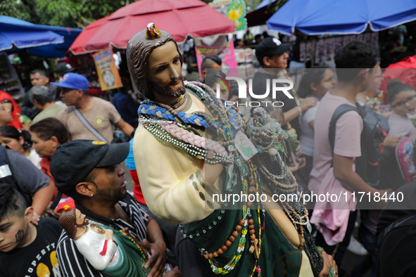 Devotees of Saint St. Jude Thaddeus attend the Church of San Hipolito to bless the images and give thanks for the favors granted in Mexico C...