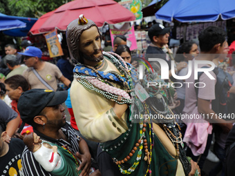 Devotees of Saint St. Jude Thaddeus attend the Church of San Hipolito to bless the images and give thanks for the favors granted in Mexico C...