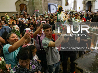 Devotees of Saint St. Jude Thaddeus attend the Church of San Hipolito to bless the images and give thanks for the favors granted in Mexico C...