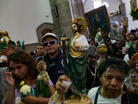 Devotees of Saint St. Jude Thaddeus attend the Church of San Hipolito to bless the images and give thanks for the favors granted in Mexico C...