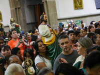 Devotees of Saint St. Jude Thaddeus attend the Church of San Hipolito to bless the images and give thanks for the favors granted in Mexico C...