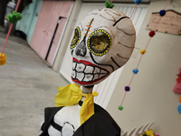 Residents of Santa Cecilia Tlahuac in Mexico City decorate public roads and houses on the eve of the Day of the Dead in Mexico City, on Octo...