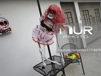 Residents of Santa Cecilia Tlahuac in Mexico City decorate public roads and houses on the eve of the Day of the Dead in Mexico City, on Octo...