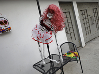 Residents of Santa Cecilia Tlahuac in Mexico City decorate public roads and houses on the eve of the Day of the Dead in Mexico City, on Octo...