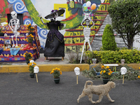 Residents of Santa Cecilia Tlahuac in Mexico City decorate public roads and houses on the eve of the Day of the Dead in Mexico City, on Octo...