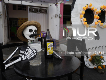 Residents of Santa Cecilia Tlahuac in Mexico City decorate public roads and houses on the eve of the Day of the Dead in Mexico City, on Octo...