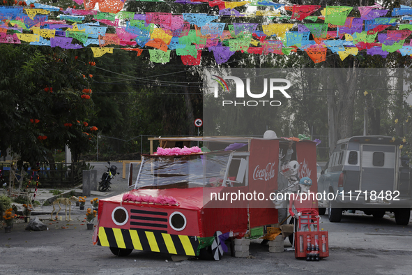 Residents of Santa Cecilia Tlahuac in Mexico City decorate public roads and houses on the eve of the Day of the Dead in Mexico City, on Octo...