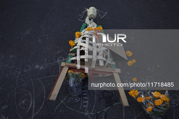 Residents of Santa Cecilia Tlahuac in Mexico City decorate public roads and houses on the eve of the Day of the Dead in Mexico City, on Octo...