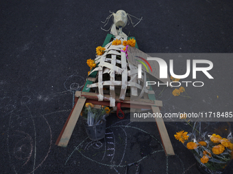 Residents of Santa Cecilia Tlahuac in Mexico City decorate public roads and houses on the eve of the Day of the Dead in Mexico City, on Octo...