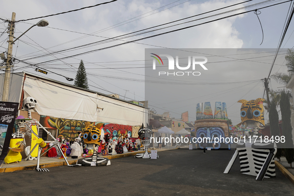 Residents of Santa Cecilia Tlahuac in Mexico City decorate public roads and houses on the eve of the Day of the Dead in Mexico City, on Octo...