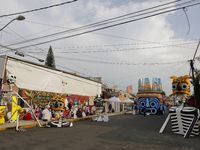 Residents of Santa Cecilia Tlahuac in Mexico City decorate public roads and houses on the eve of the Day of the Dead in Mexico City, on Octo...