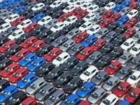 A large number of Chinese-made vehicles gather at Yantai Port waiting to be loaded for export in Yantai, Shandong province, China, on Octobe...