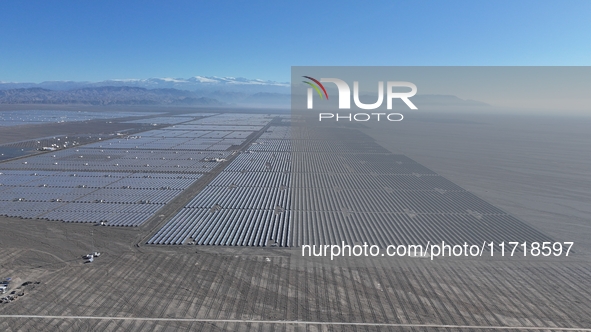 An aerial photo shows the Shichengzi Photovoltaic Industrial Park in Hami, Xinjiang province, China, on October 26, 2024. With a planned tot...