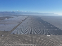 An aerial photo shows the Shichengzi Photovoltaic Industrial Park in Hami, Xinjiang province, China, on October 26, 2024. With a planned tot...