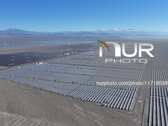 An aerial photo shows the Shichengzi Photovoltaic Industrial Park in Hami, Xinjiang province, China, on October 26, 2024. With a planned tot...