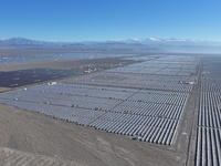 An aerial photo shows the Shichengzi Photovoltaic Industrial Park in Hami, Xinjiang province, China, on October 26, 2024. With a planned tot...