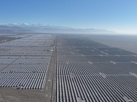 An aerial photo shows the Shichengzi Photovoltaic Industrial Park in Hami, Xinjiang province, China, on October 26, 2024. With a planned tot...