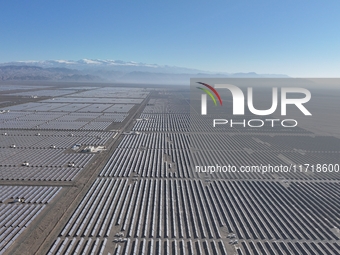 An aerial photo shows the Shichengzi Photovoltaic Industrial Park in Hami, Xinjiang province, China, on October 26, 2024. With a planned tot...