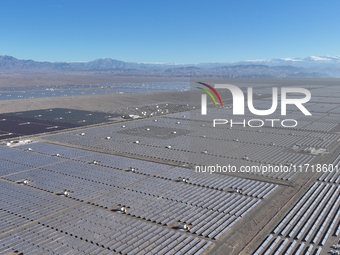 An aerial photo shows the Shichengzi Photovoltaic Industrial Park in Hami, Xinjiang province, China, on October 26, 2024. With a planned tot...