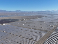 An aerial photo shows the Shichengzi Photovoltaic Industrial Park in Hami, Xinjiang province, China, on October 26, 2024. With a planned tot...